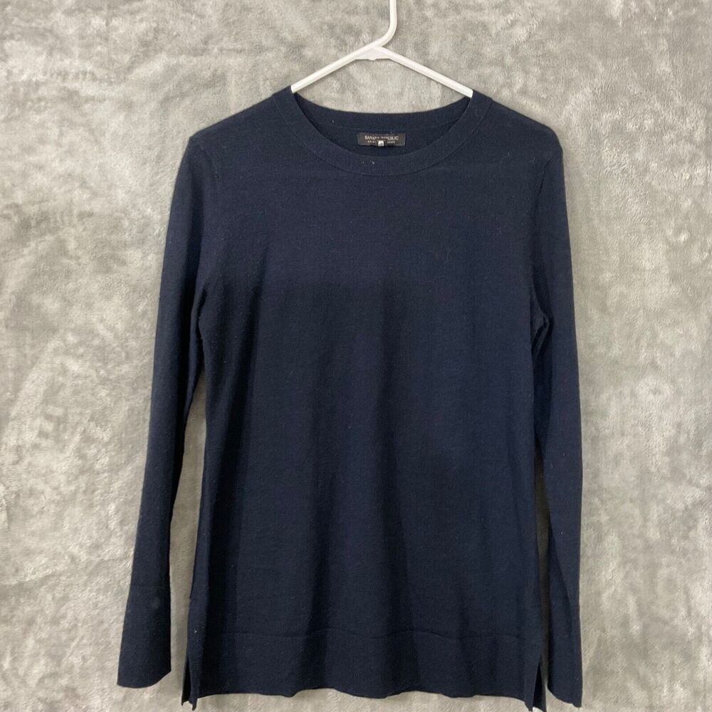 Banana Republic Extra Fine Merino Wool Pull over Sweater women’s size S Blue